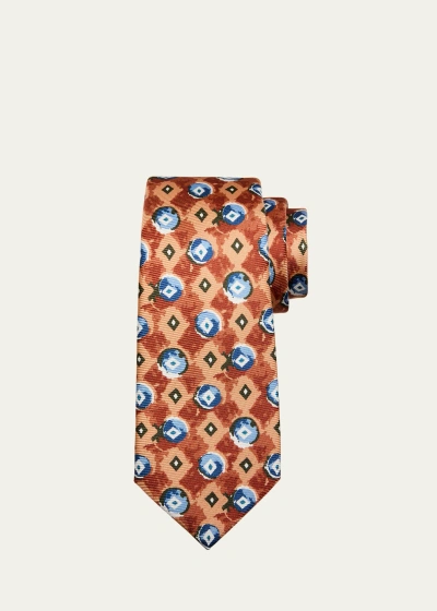 Kiton Men's Silk Medallion-print Tie In Rust