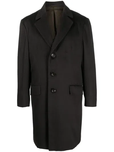 Kiton Notched-lapels Midi Coat In Grey
