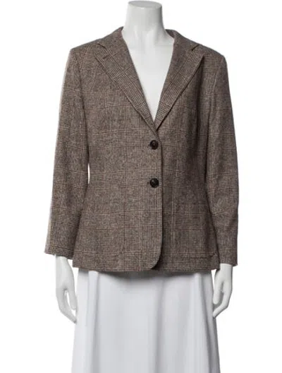 Pre-owned Kiton Plaid Print Blazer In Brown