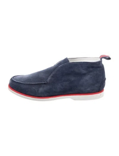 Pre-owned Kiton Suede Boots In Blue