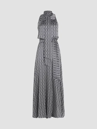 Kiton Women's Graphic Print Silk Sleeveless Maxi Dress In Blue White