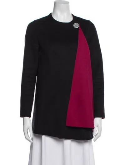 Pre-owned Kiton Wool Colorblock Pattern Coat In Black