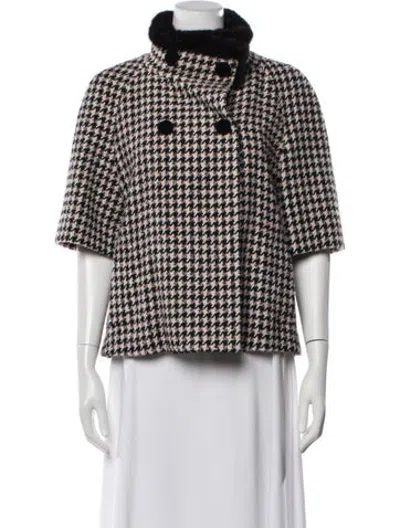 Pre-owned Kiton Wool Houndstooth Print Jacket In Black