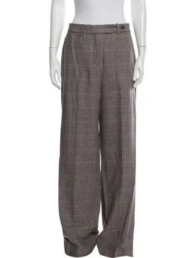 Pre-owned Kiton Wool Wide Leg Pants In Neutrals