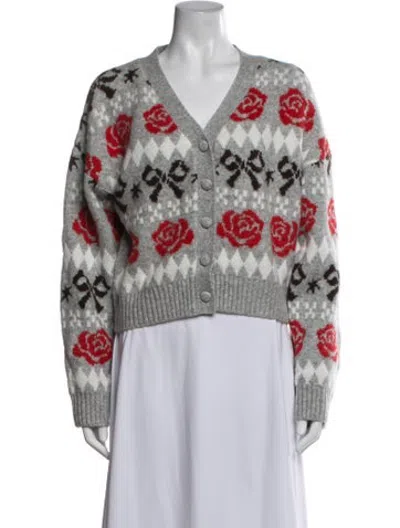 Pre-owned Kitri Floral Print V-neck Sweater W/ Tags In Multicolor