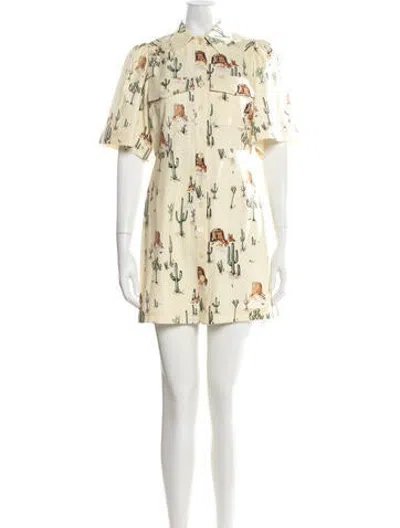Pre-owned Kitri Graphic Print Mini Dress In Yellow
