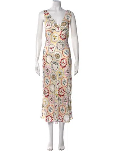 Pre-owned Kitri Printed Midi Length Dress In Multicolor