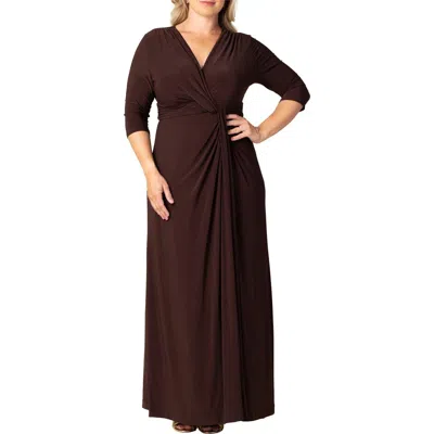 Kiyonna Evening Romance Stretch Jersey Gown In Brown