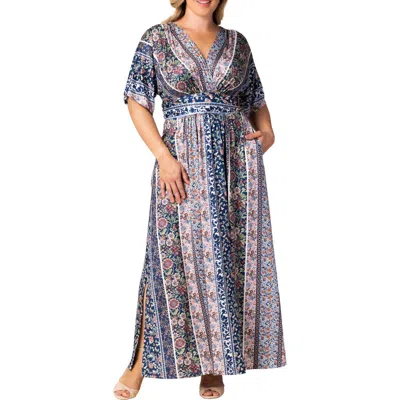 Kiyonna Vienna Maxi Dress In Blue
