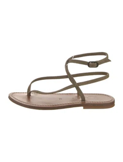 Pre-owned Kjacques Leather Animal Print Sandals In Metallic/neutrals