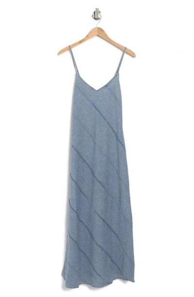 Know One Cares Cotton Chambray Bias Dress In Denim