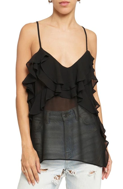 Know One Cares Ruffle Chiffon Camisole In Black
