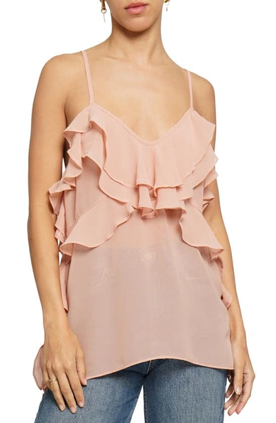 Know One Cares Ruffle Chiffon Camisole In Rose