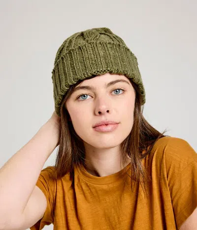 Known Supply Cable Knit Beanie In Green