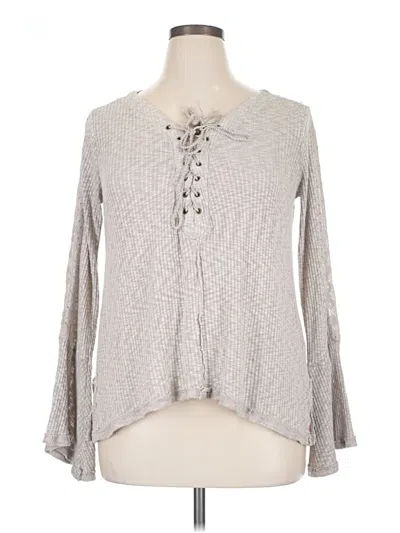 Pre-owned Knox Rose Long Sleeve Blouse In Gray