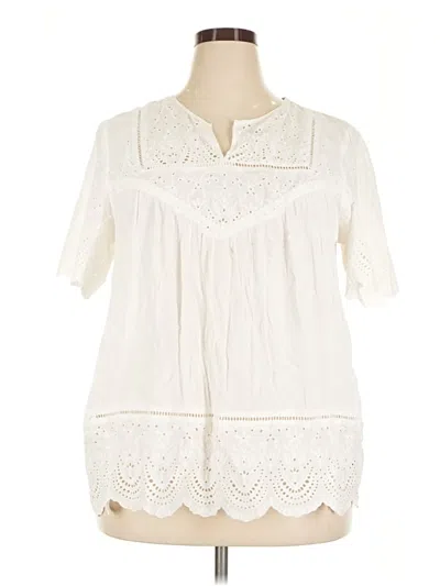 Pre-owned Knox Rose Short Sleeve Blouse In Ivory