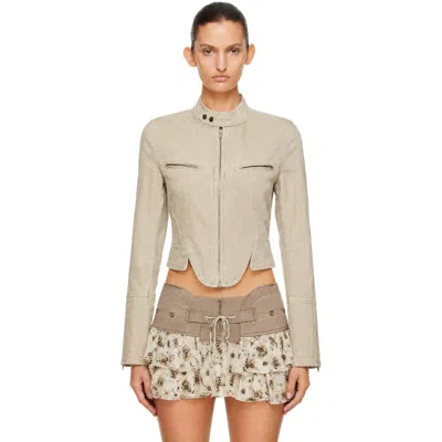 Knwls Beige Astra Clawe Denim Jacket In Gray
