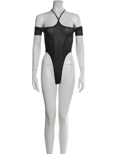 Pre-owned Knwls Nylon Halterneck Bodysuit In Grey