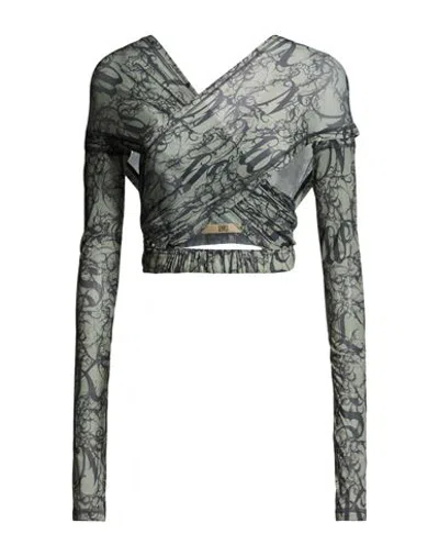 Knwls Woman Top Military Green Size L Polyester, Elastane