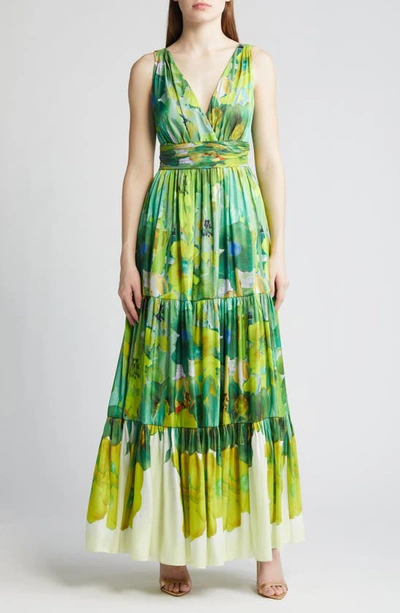 Kobi Halperin Gail Tiered Maxi Dress In Olive Multi