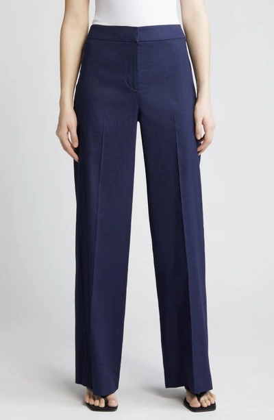 Kobi Halperin Gissel Linen Blend Wide Leg Pants In Navy