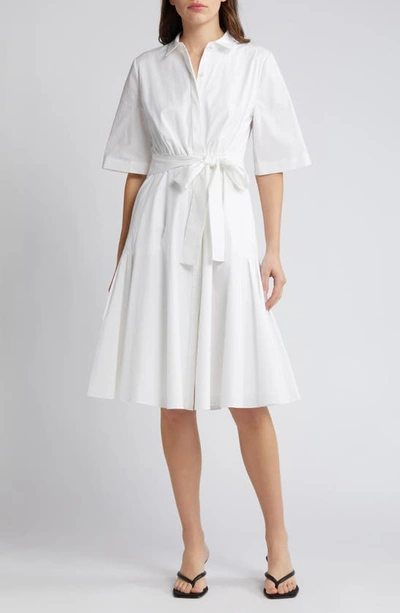 Kobi Halperin Tiffany Ruffle Hem Tie Waist Shirtdress In White