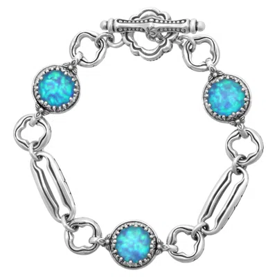 Pre-owned Konstantino 925 Sterling Silver Ultra Mop & Opal Doublet Link Bracelet Size 7" In Multiple