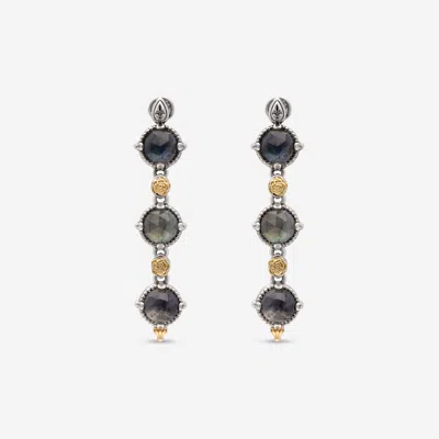 Konstantino Cassiopeia Sterling Silver And 18k Yellow Gold, Spectrolite Earrings Skmk3106-301 In Black
