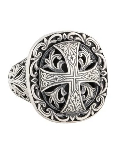 Pre-owned Konstantino Etched Cross Ring In Multicolor