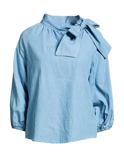 Kontatto Woman Denim Shirt Blue Size 4 Cotton
