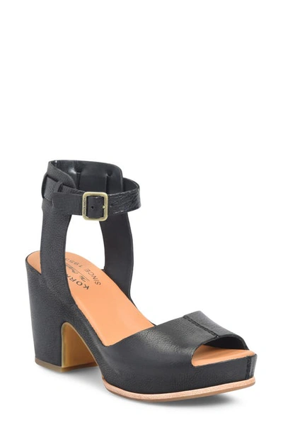 Kork-ease Stasia Ankle Strap Platform Sandal In Black Leather