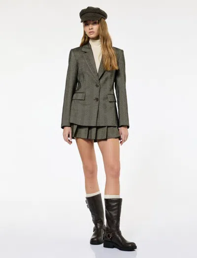 Koton Flannel Long Sleeve Notched Lapel Blazer In Brown Design