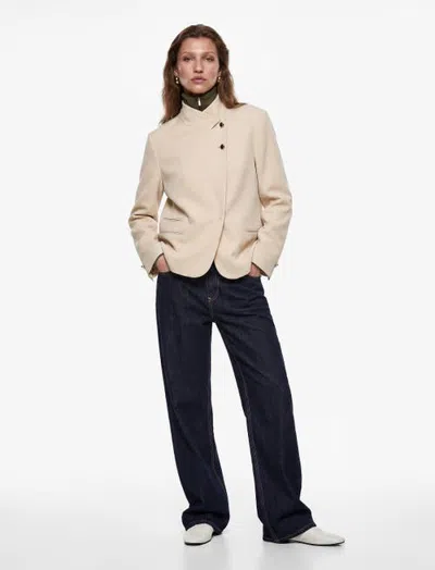 Koton Long Sleeve Funnel Neck Blazer In Beige