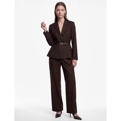 Koton Long Sleeve Notched Lapel Blazer With Belt In Brown