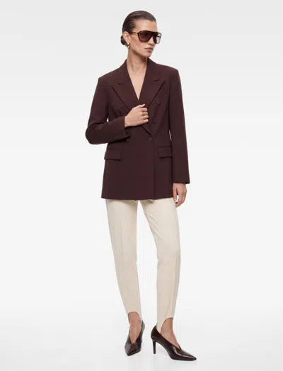 Koton Long Sleeve Notched Lapel Double Breasted Blazer In Bordeux