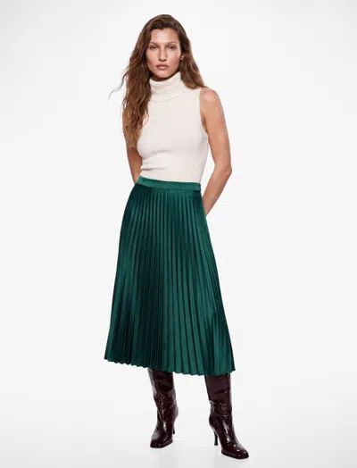 Koton Pleated Midi Satin Skirt In Pistachio