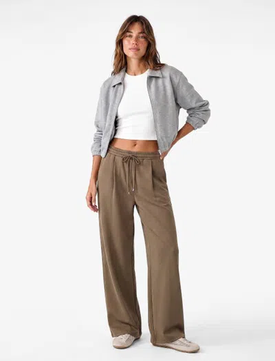 Koton Relaxed Modal Blend Wide-leg Trousers In Khaki