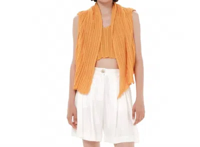 Kourbela Crop Knit Cardigan In Yellow In Orange