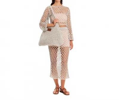 Kourbela Golden Hour Knit Midi Skirt In Silver Horizon In Multi
