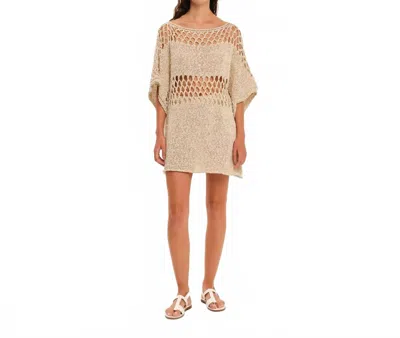 Kourbela Golden Hour Knit Mini Dress In Gold Beige In Neutral