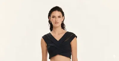 Kourbela Knitted Bralette Top In Black
