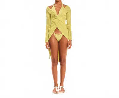 Kourbela Lurex Knitted Cardigan In Gold Beige In Multi