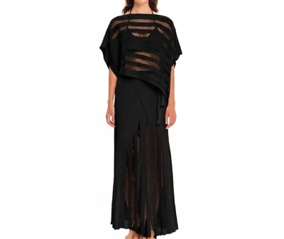 Kourbela Magic Sunsets Knit Oversized Asymmetrical Top In Black