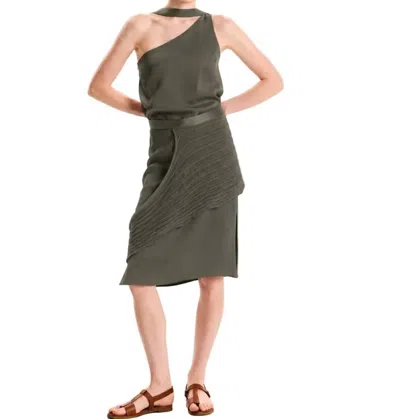 Kourbela One-shoulder Dress With Pannel In Green In Multi