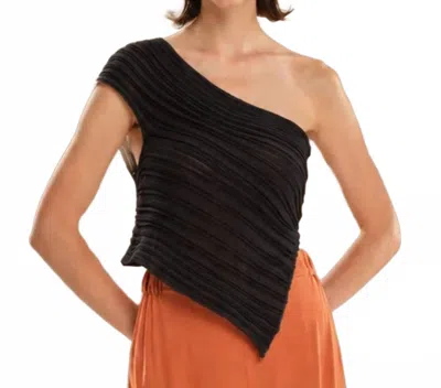 Kourbela One-shoulder Knitted Sleeveless Top In Black