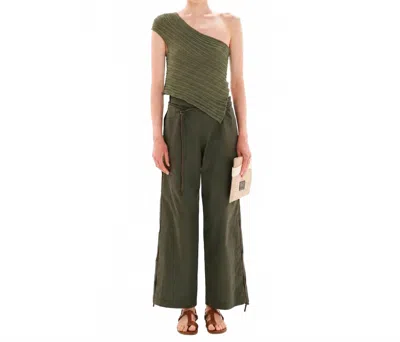 Kourbela One-shoulder Knitted Sleeveless Top In Olive In Green