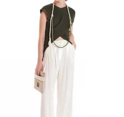 Kourbela Seashells Knit Crossed Top In Olive Green
