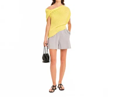 Kourbela Seashells Knit Draped Top In Black In Yellow