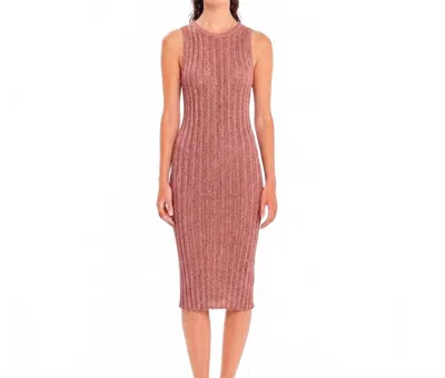 Kourbela Sparkling Nights Knit Midi Dress In Gold Summer Rose In Pink
