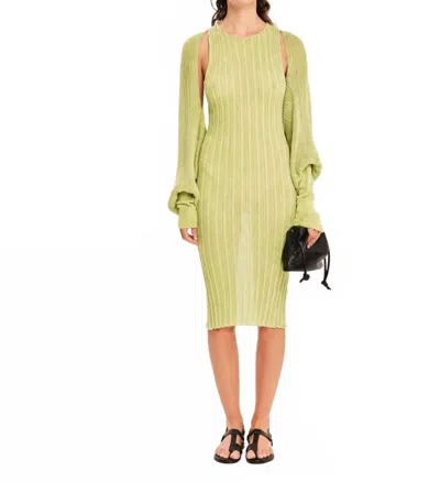 Kourbela Sparkling Nights Knit Midi Dress In Silver Lime In Multi